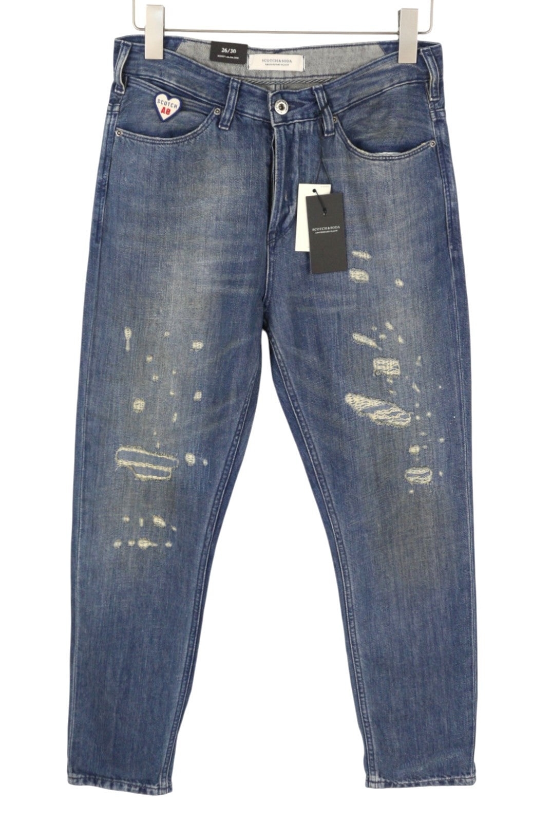 SCOTCH & SODA L'Adorable Boyfriend Women Jeans W26/L30 Blue Linen Blend Distress