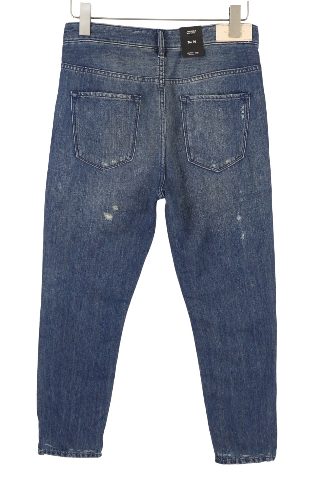 SCOTCH & SODA L'Adorable Boyfriend Women Jeans W26/L30 Blue Linen Blend Distress