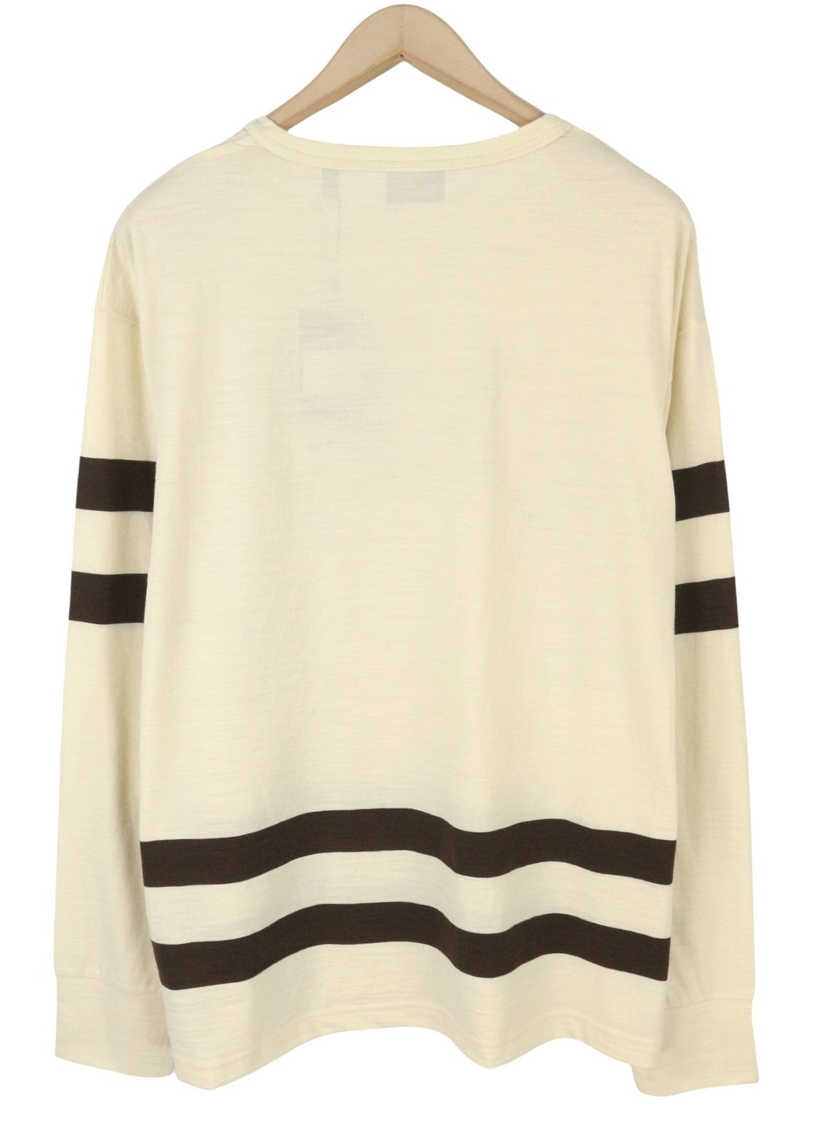 GANT Wool Jersey Men T-Shirt XL Cream Crew Neck Stretch Long Sleeve Tee Logo