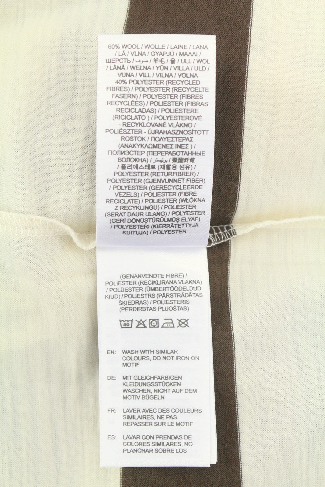 GANT Wool Jersey Men T-Shirt XL Cream Crew Neck Stretch Long Sleeve Tee Logo