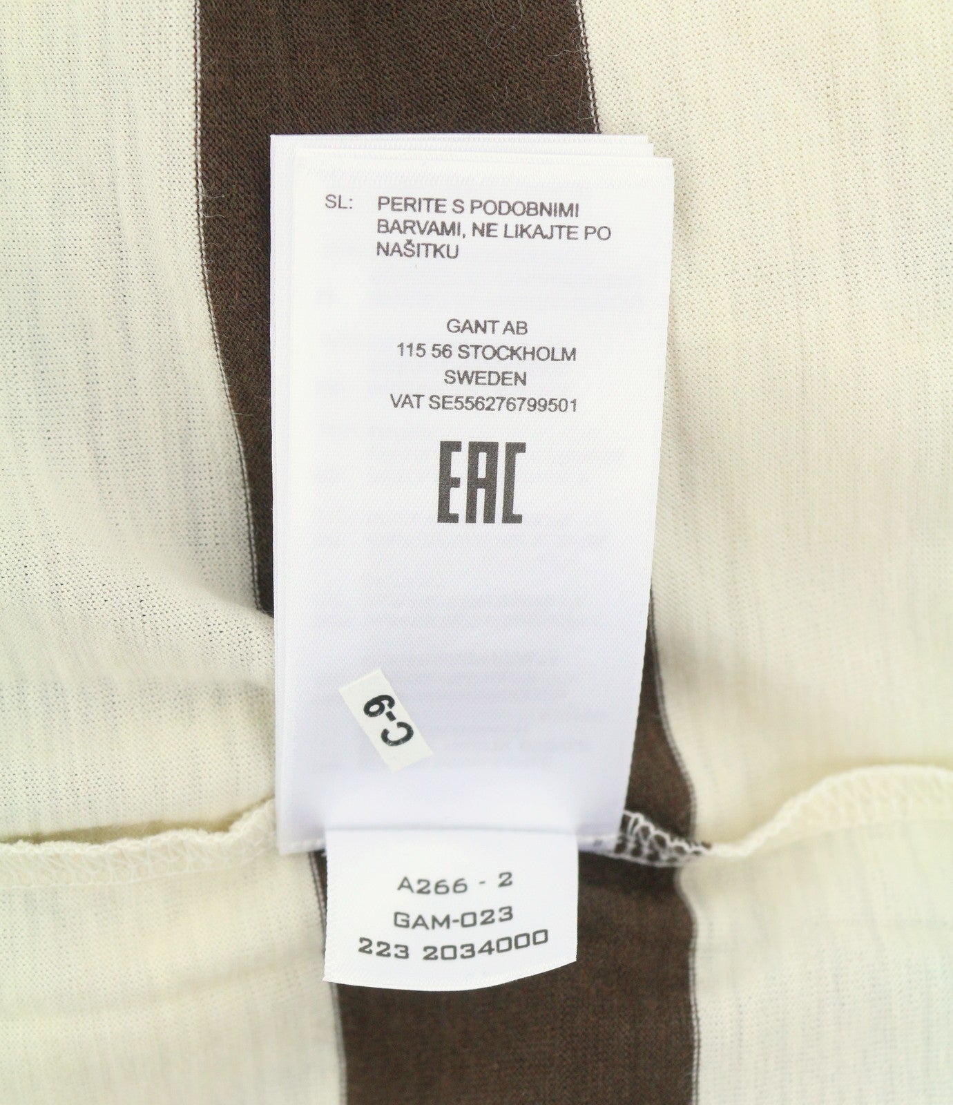 GANT Wool Jersey Men T-Shirt 2XL Cream Crew Neck Stretch Long Sleeve Tee Logo