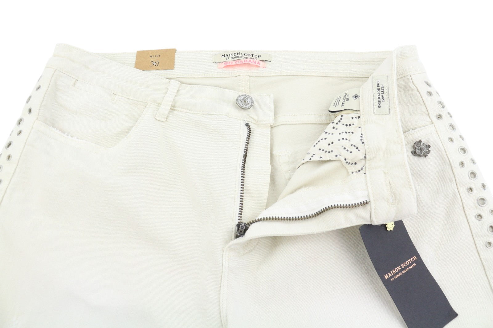 MAISON SCOTCH Petit Ami Women Jeans W30/L34 Beige Slim Boyfriend Cropped
