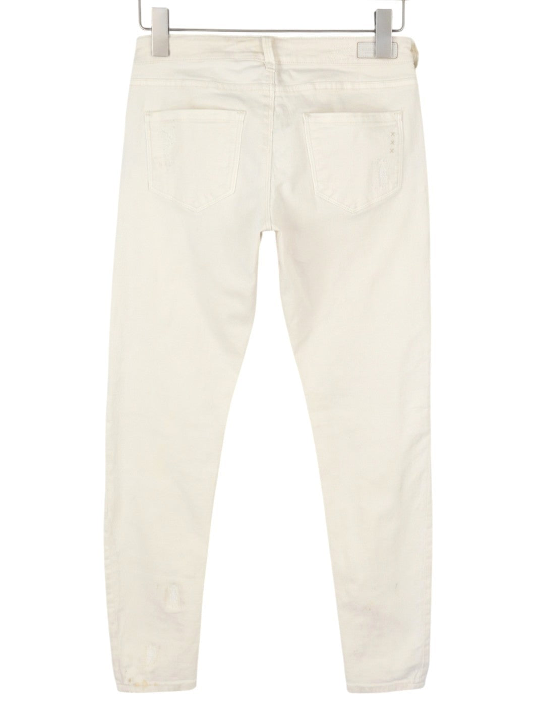 MAISON SCOTCH La Parisienne Women Jeans W28 Ivory Skinny Distress Patches