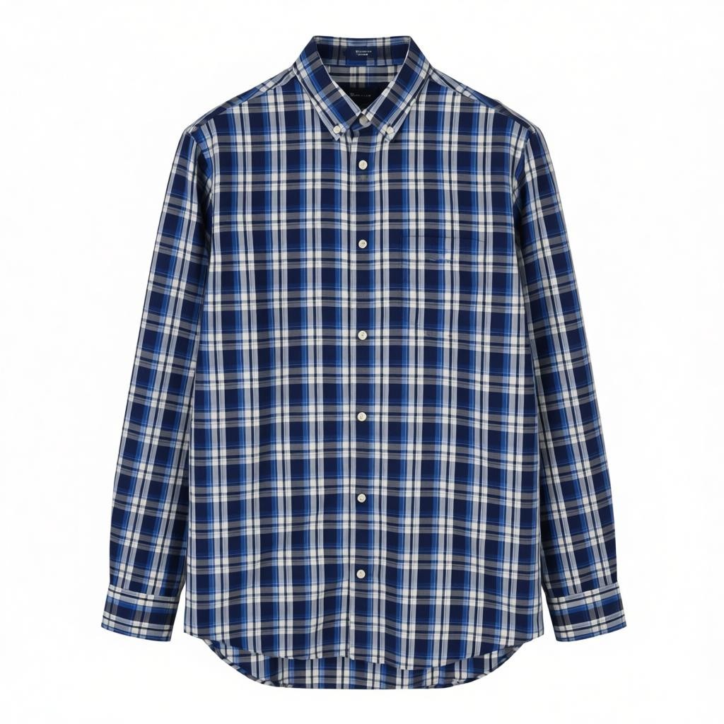 GANT Tech Prep Oxford Check Men Shirt XL Blue Button-Down Neck Casual Shirt