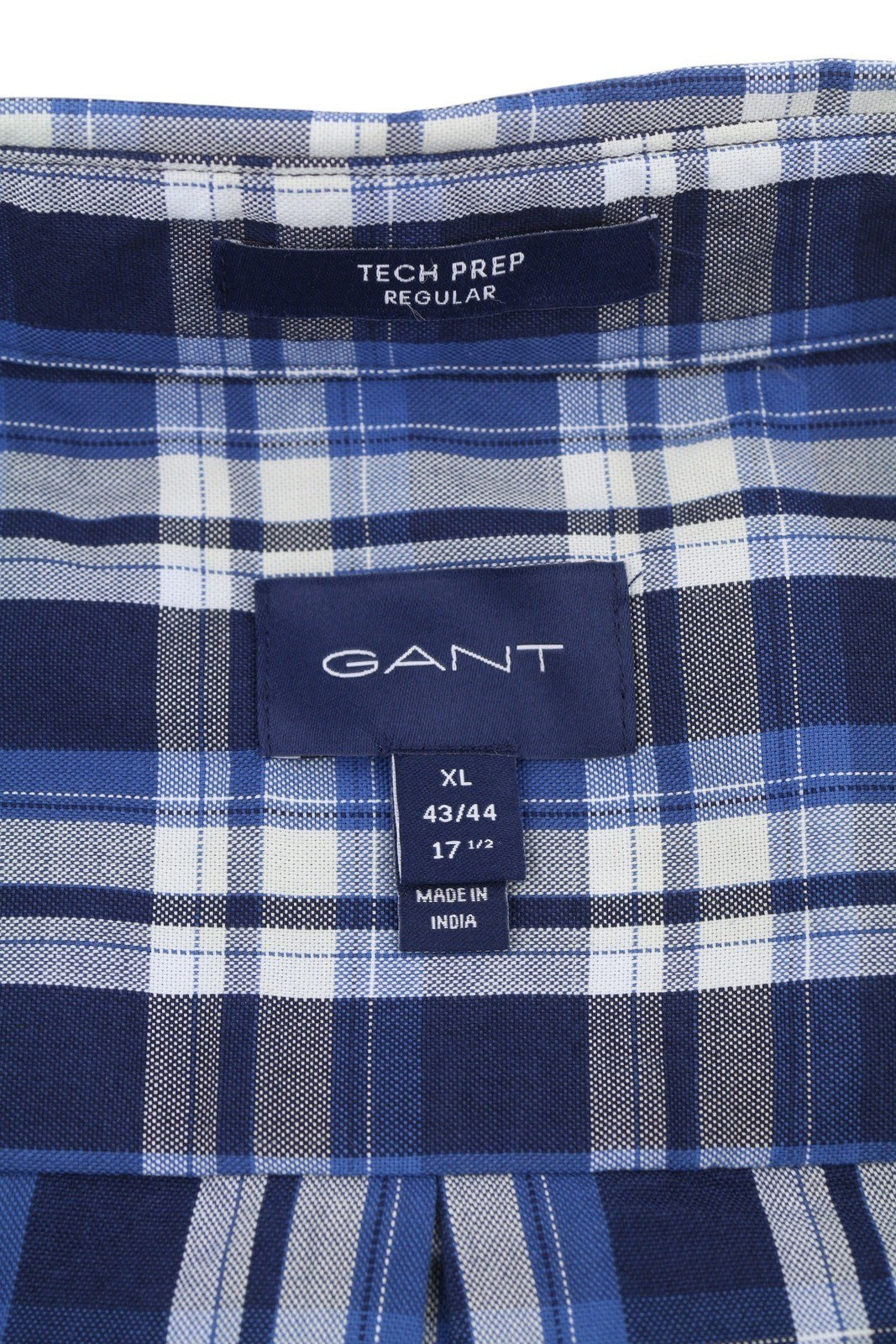 GANT Tech Prep Oxford Check Men Shirt XL Blue Button-Down Neck Casual Shirt