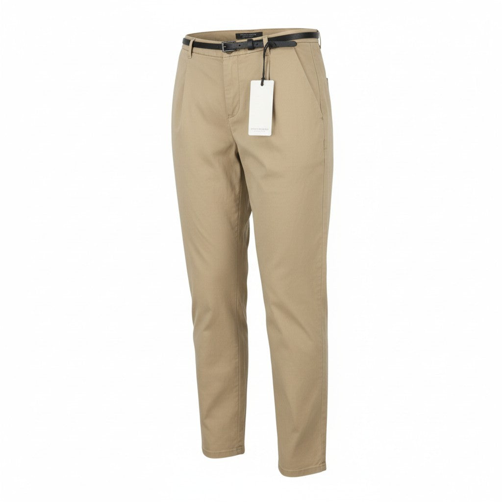 MAISON SCOTCH Women Trousers W29/L32 Beige Cropped Belted Slim Fit Chino