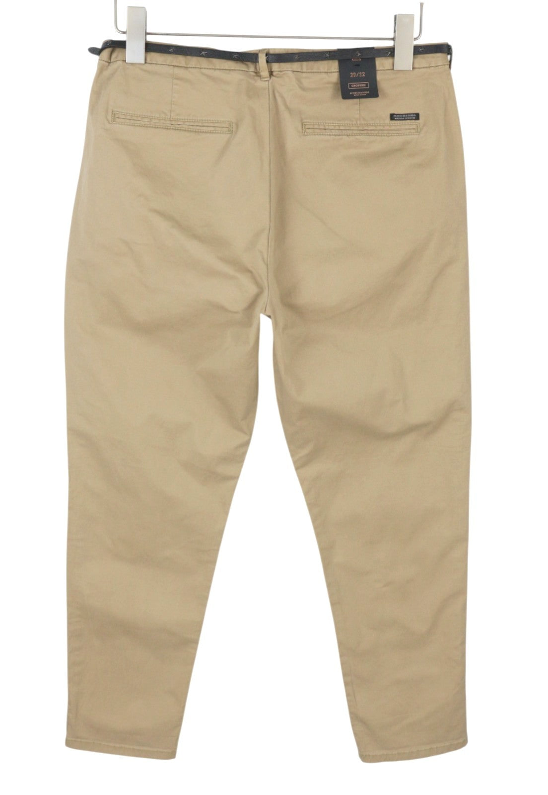 MAISON SCOTCH Women Trousers W29/L32 Beige Cropped Belted Slim Fit Chino