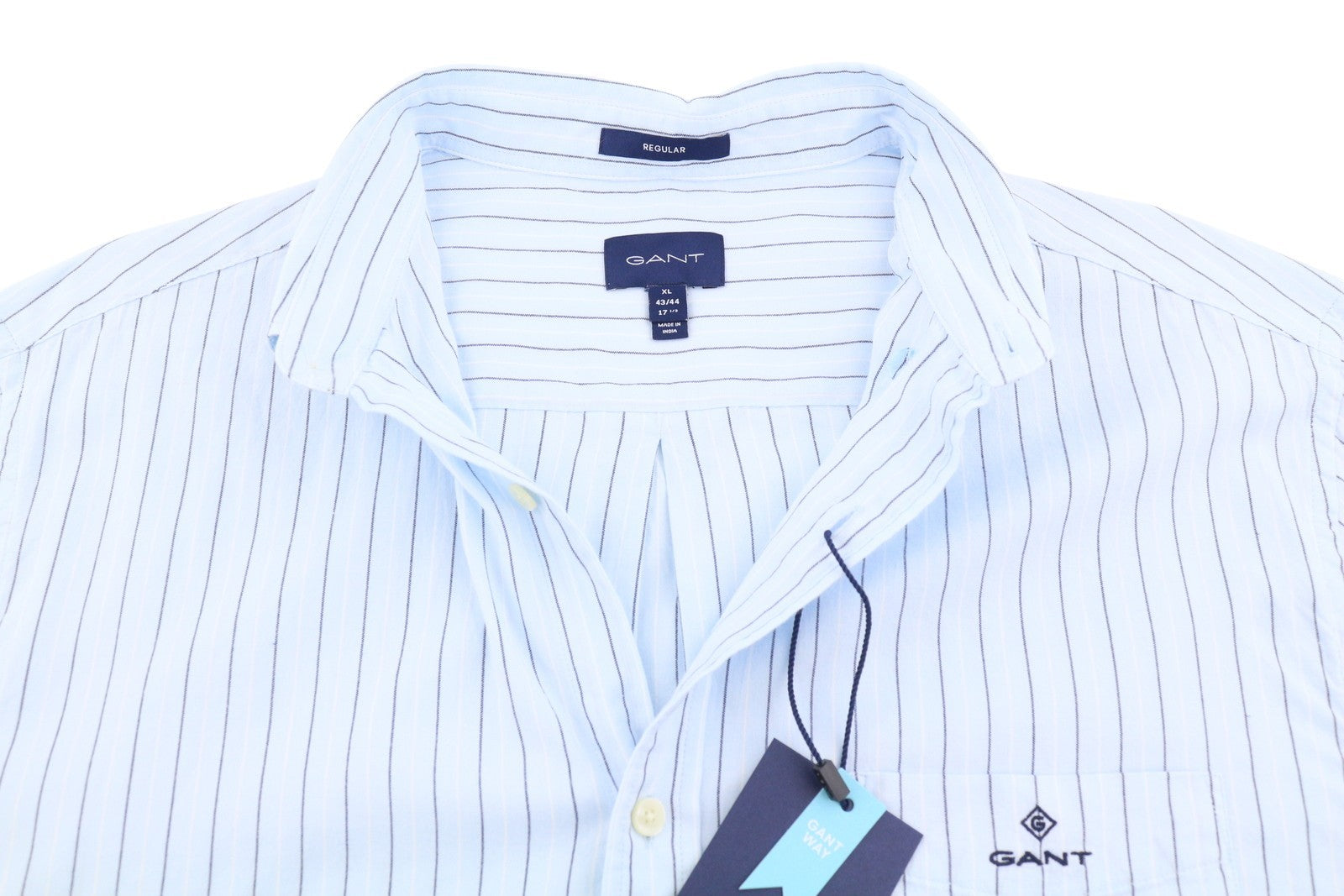 GANT Reg Oxf Stripe Men Shirt XL Light Blue Button-Down Pocket Casual Shirt