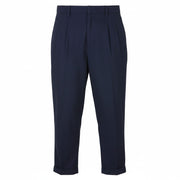 SCOTCH & SODA Women Trousers W26/L32 Dark Blue Pleated Cropped Turn Up Loose Fit