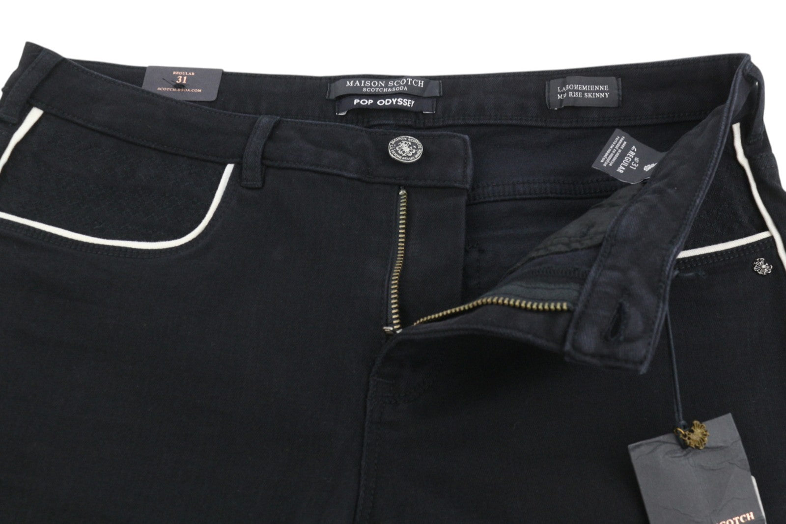 MAISON SCOTCH La Bohemienne Women Trousers W31 Black Mid Rise Skinny Sideline