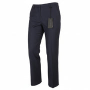 JOHN RICHMOND Women Trousers EU44 / W33 Dark Blue Pinstriped Wool Flared Fit