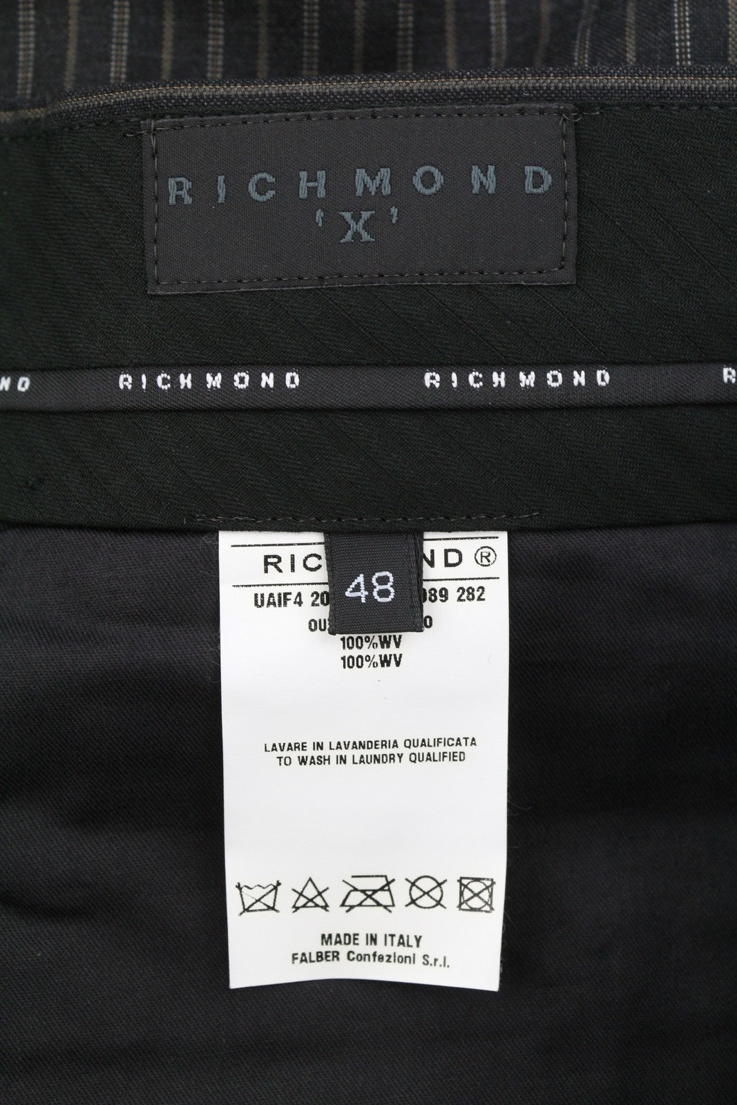 RICHMOND X Men Trousers 48 / W33 Grey Melange Pinstriped Wool Tapered Fit