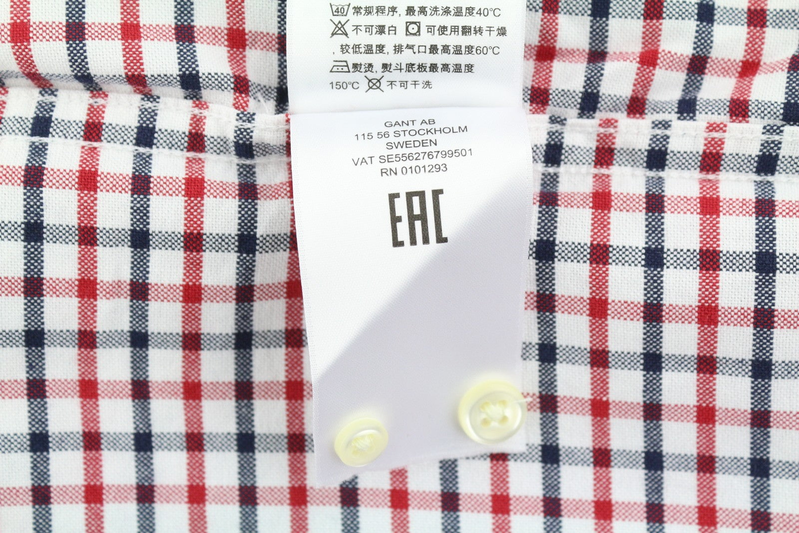 GANT Oxford Tattersall Men Shirt L Equestrian Red Button-Down Pocket Shirt