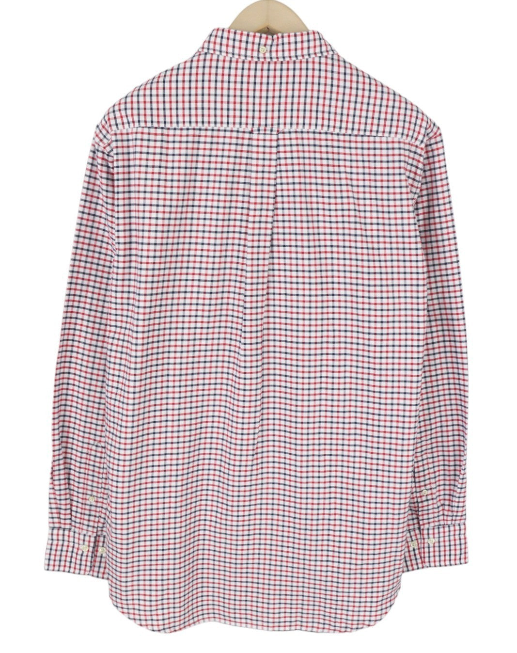 GANT Oxford Tattersall Men Shirt L Equestrian Red Button-Down Pocket Shirt
