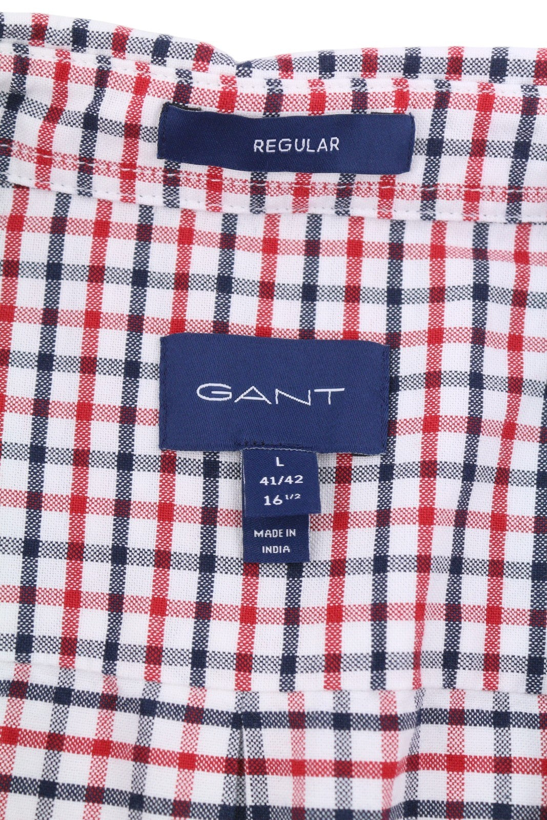 GANT Oxford Tattersall Men Shirt L Equestrian Red Button-Down Pocket Shirt