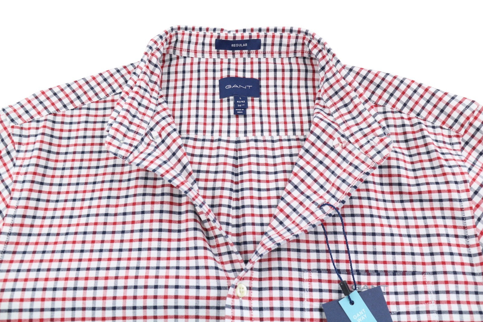 GANT Oxford Tattersall Men Shirt L Red Equestrian Plaid Button-Down Shirt