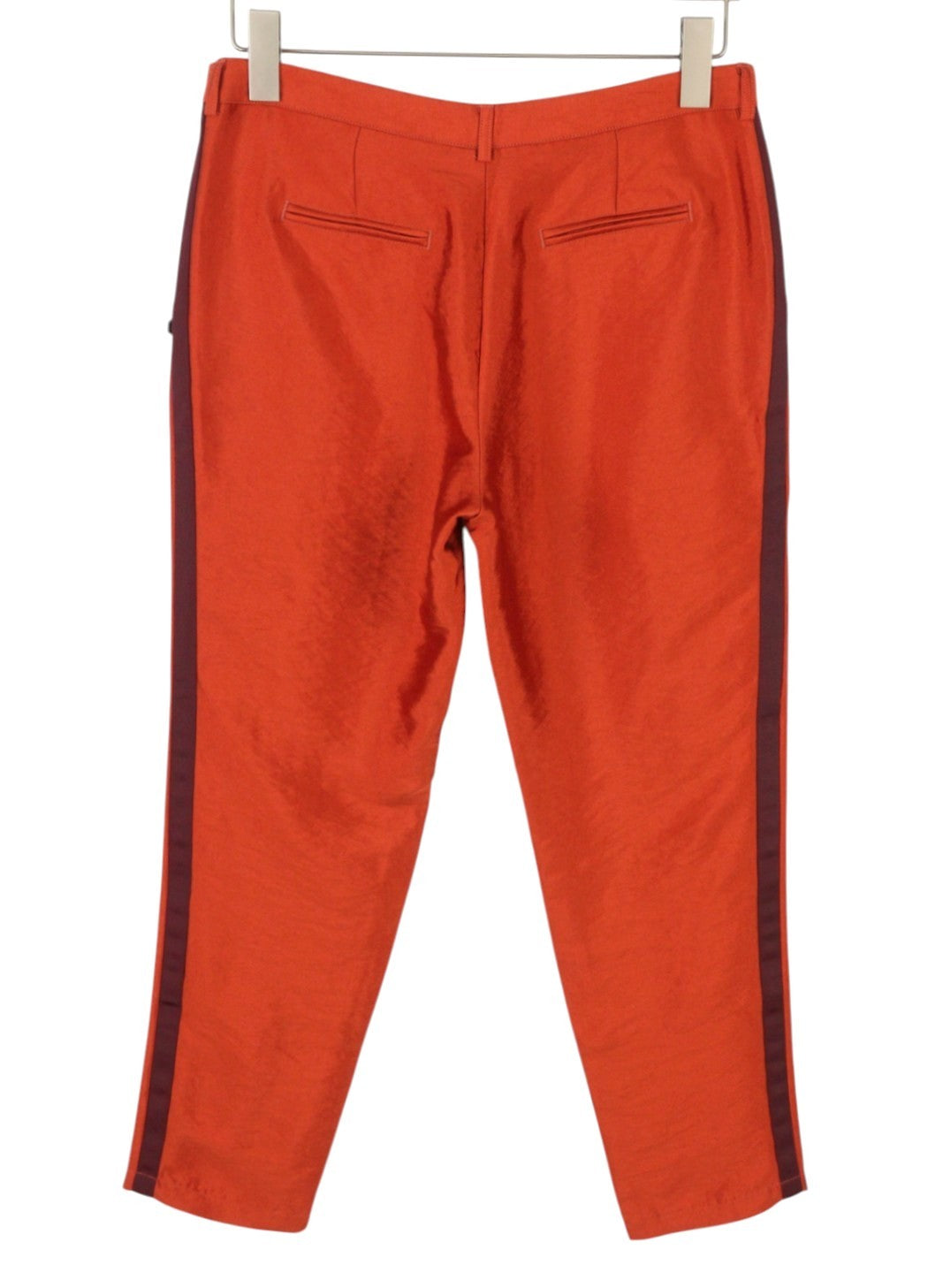 MAISON SCOTCH Women Trousers S Orange Shiny Look Sideline Zipper Slim Fit