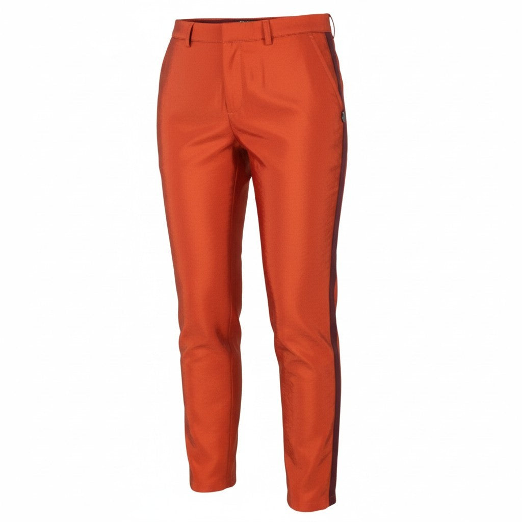 MAISON SCOTCH Women Trousers S Orange Shiny Look Sideline Zip Fly Slim Fit