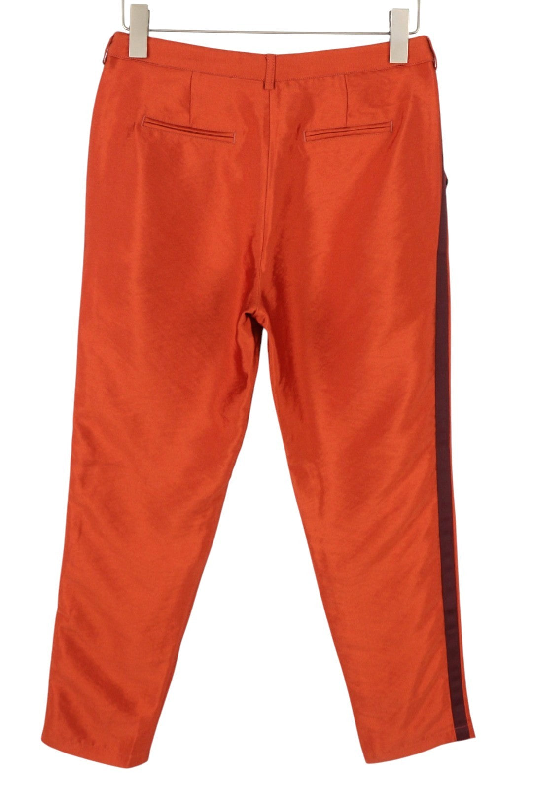 MAISON SCOTCH Women Trousers S Orange Shiny Look Sideline Zip Fly Slim Fit