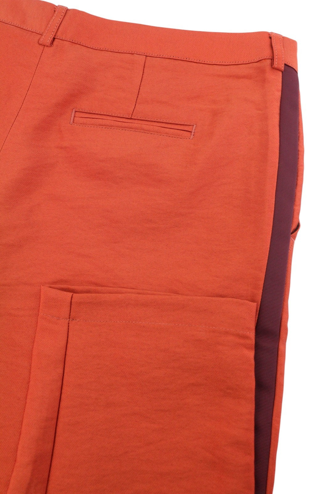 MAISON SCOTCH Women Trousers S Orange Shiny Look Sideline Zip Fly Slim Fit