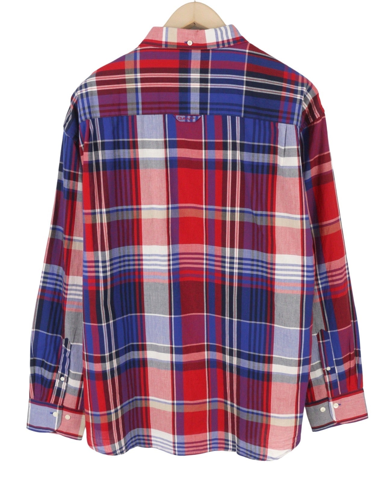 GANT Washed Poplin Check Men Shirt L Relaxed Plaid Button-Down Neck Shirt