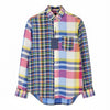 Button-Up Mixed Panel Linen Madras