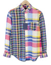 Button-Up Mixed Panel Linen Madras