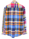 Button-Up Mixed Panel Linen Madras