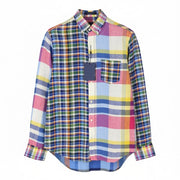 GANT Mixed Panel Linen Madras Men Shirt L Colourful Button-Down Casual Shirt