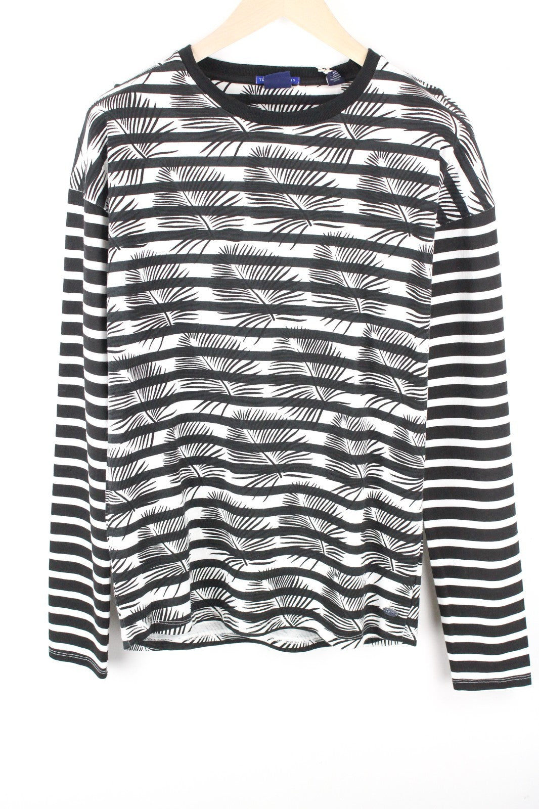 SCOTCH & SODA Ams Couture Men T-Shirt M Black Cotton Anti Fit Striped Pattern