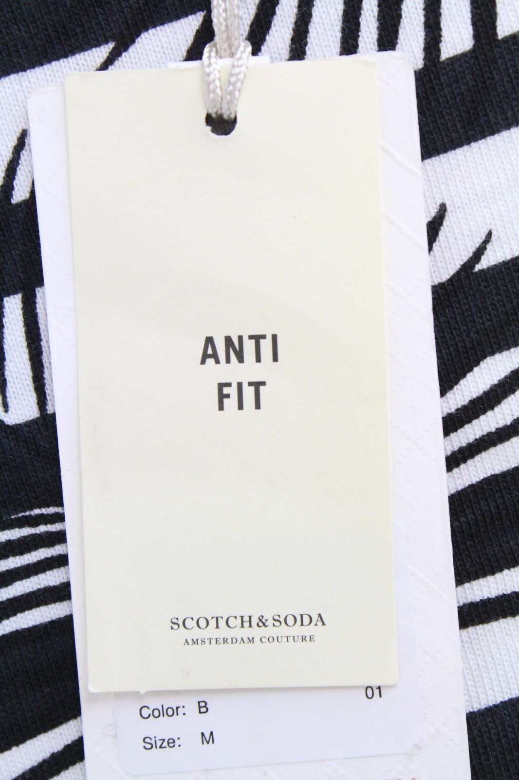 SCOTCH & SODA Ams Couture Men T-Shirt M Black Cotton Anti Fit Stripe Pattern
