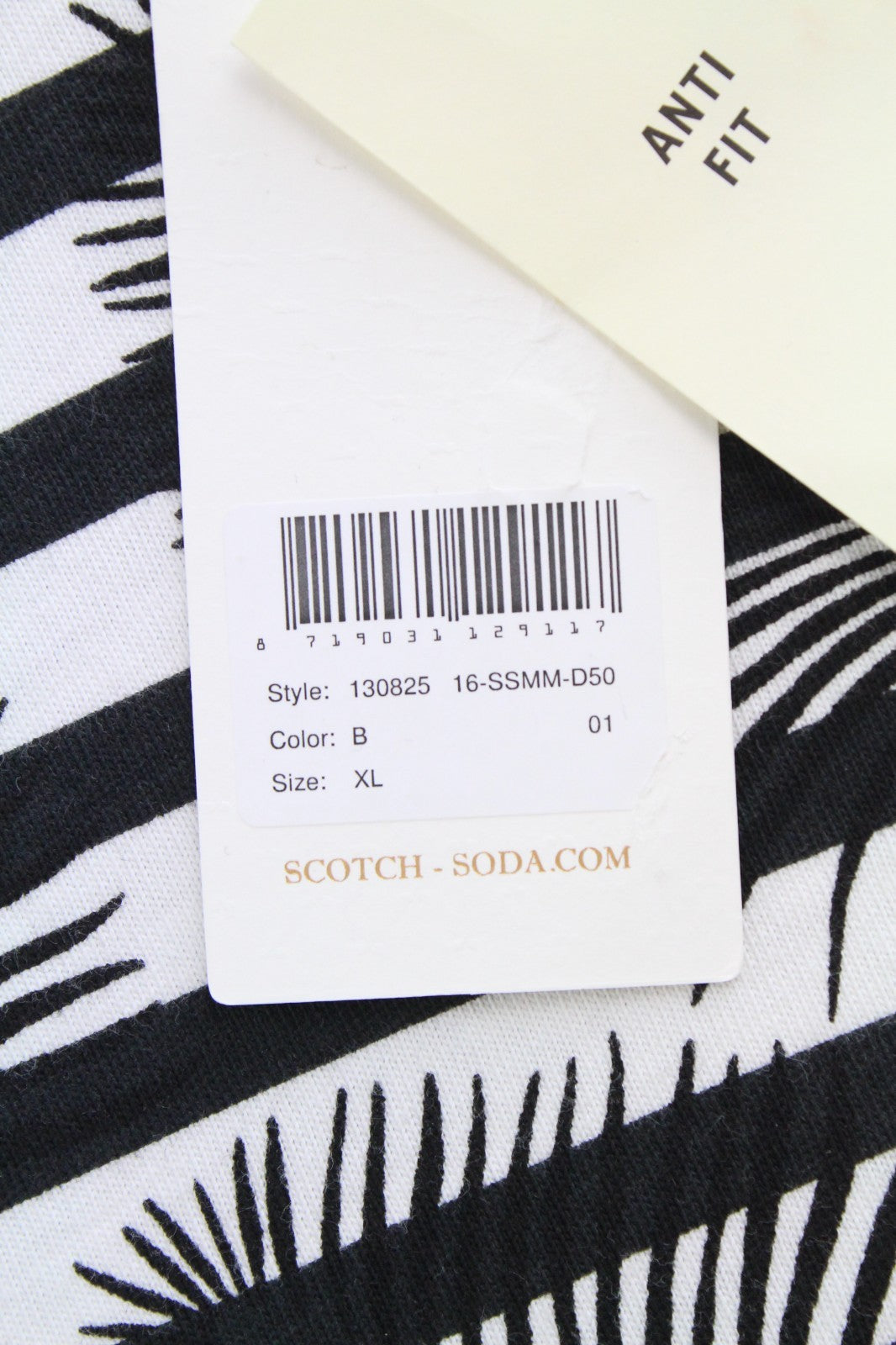 SCOTCH & SODA Ams Couture Men T-Shirt XL Black Pure Cotton Anti Fit Patterned