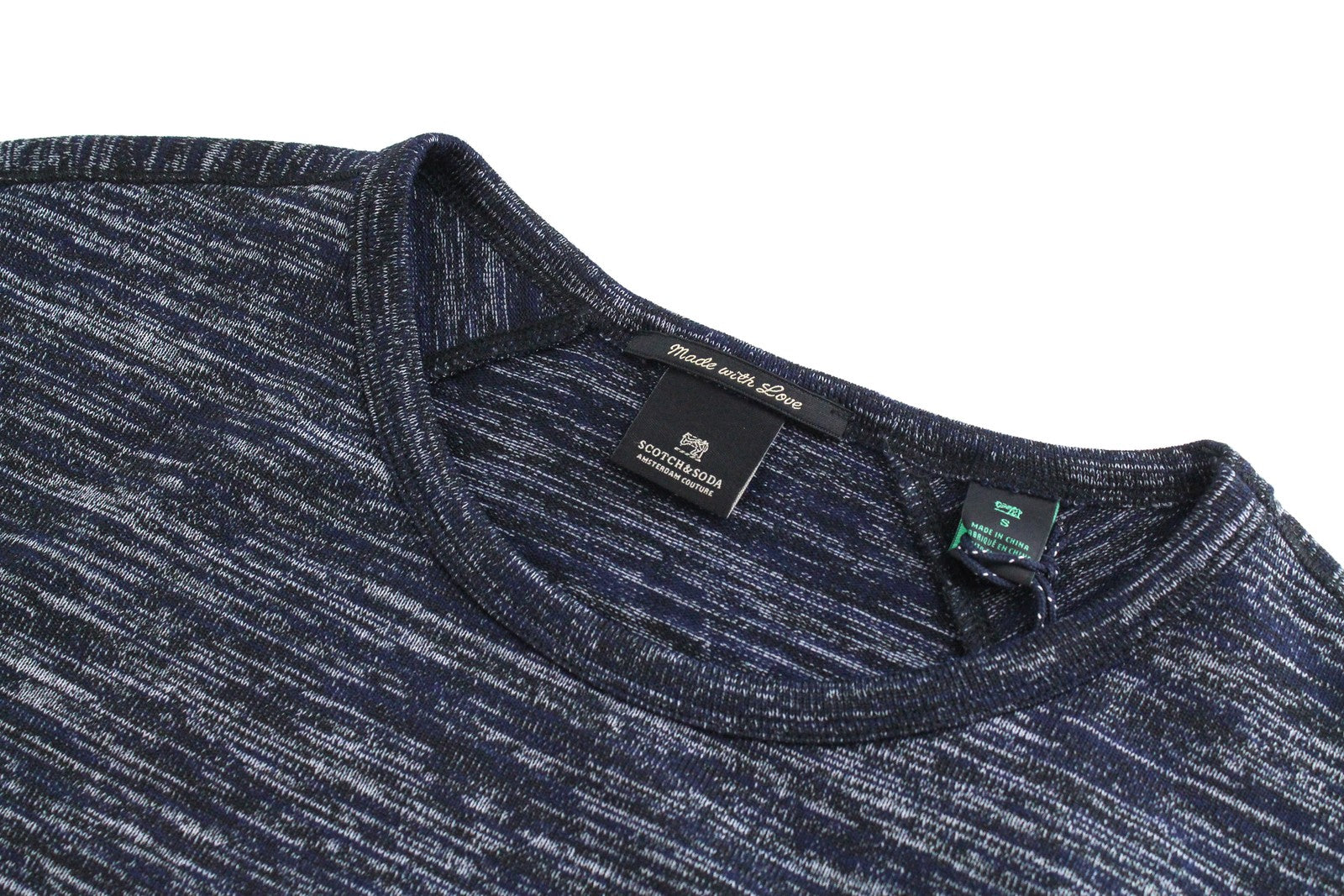 SCOTCH & SODA Ams Couture Men T-Shirt S Blue Cotton Blend Long Fit Short Sleeve