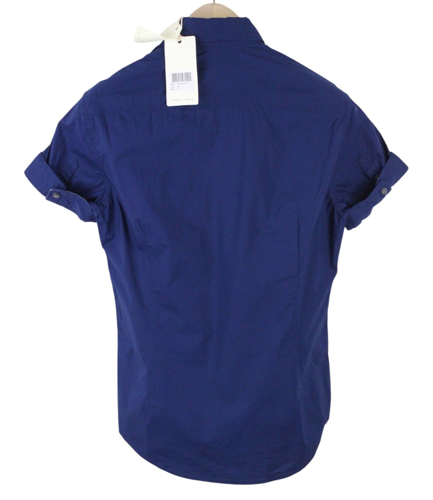 SCOTCH & SODA Ams Couture Men Shirt S Blue Slim Pure Cotton Short Sleeved