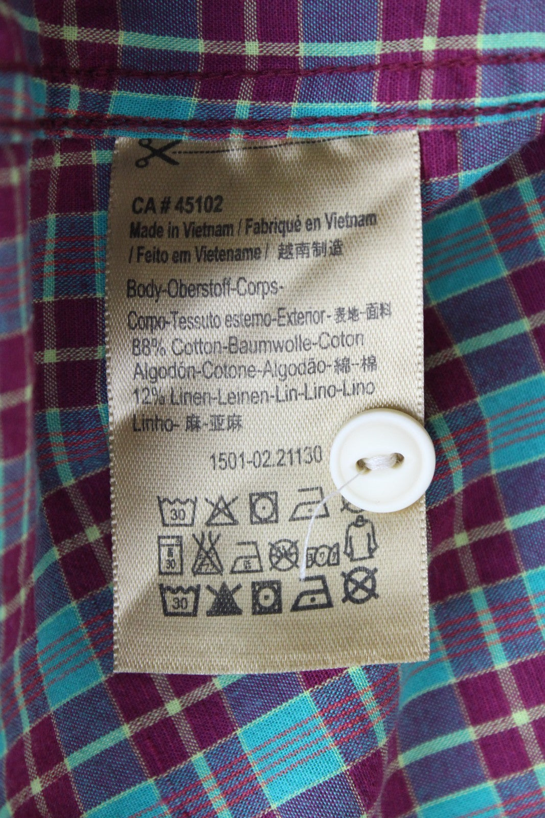 SCOTCH & SODA Ams Couture Men Shirt S Green Checked Patched Cotton Linen
