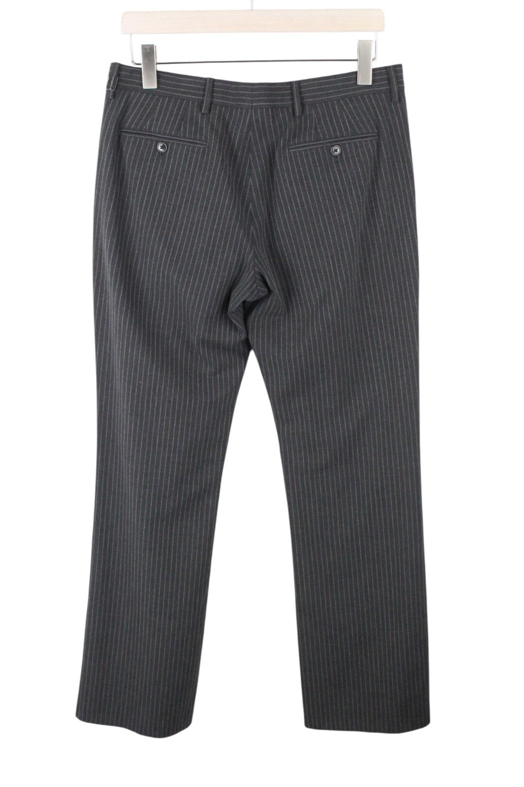 RICHMOND  Men Trousers 48 Grey Stretch Stripe Patterned Flat Front Formal