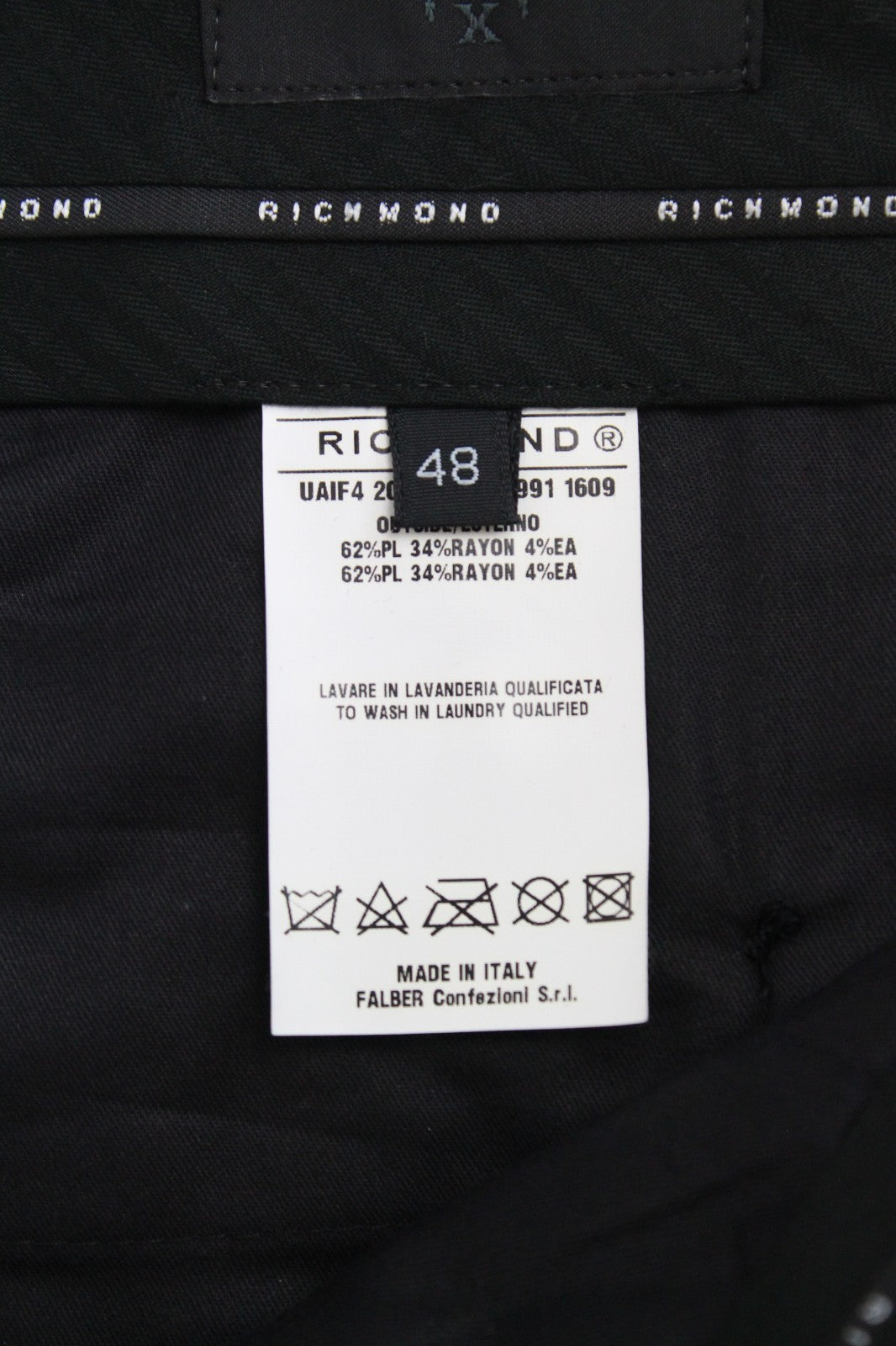RICHMOND  Men Trousers 48 Grey Stretch Stripe Patterned Flat Front Formal
