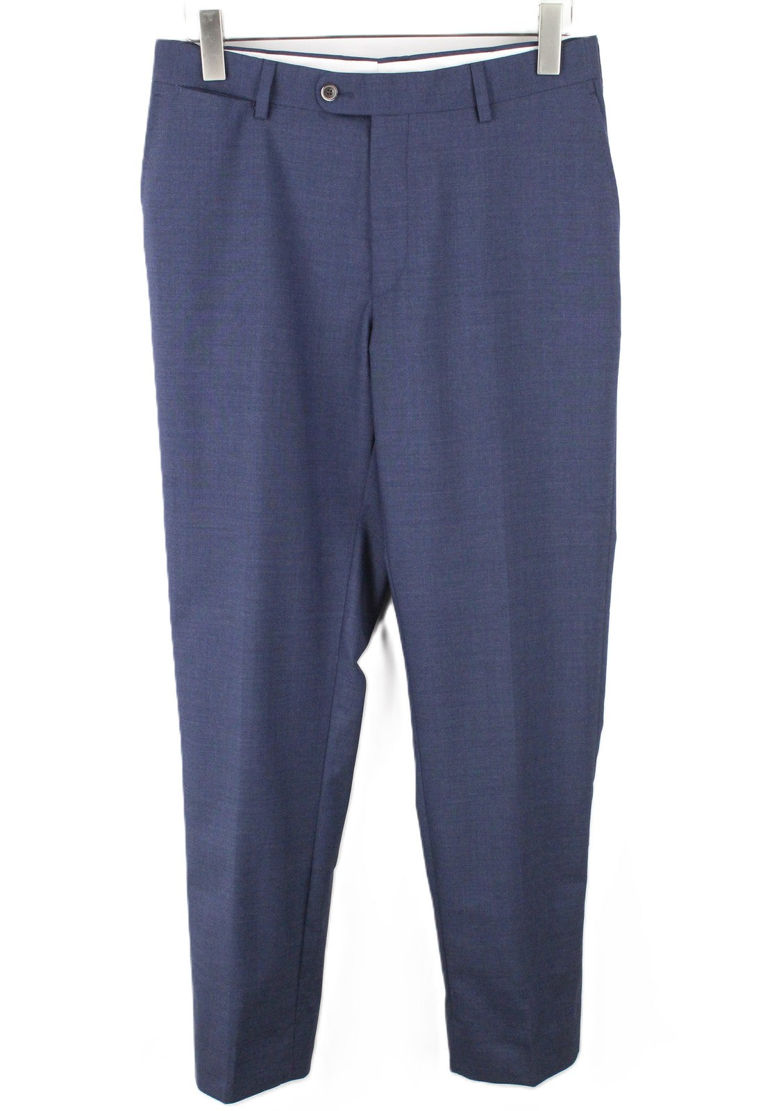 SUITSUPPLY Brescia Tux Men Trousers UK38R Blue Slim Fit Pleated Lined Pure Wool