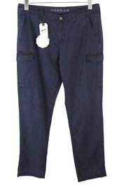 DENHAM Tara Women Trousers W27/L30 Navy Cotton Blend Cargo Multi Pocket Casual