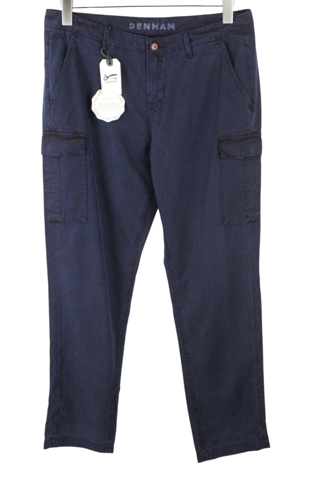 DENHAM Tara Women Trousers W25/L28 Navy Cotton Blend Cargo Multi Pocket