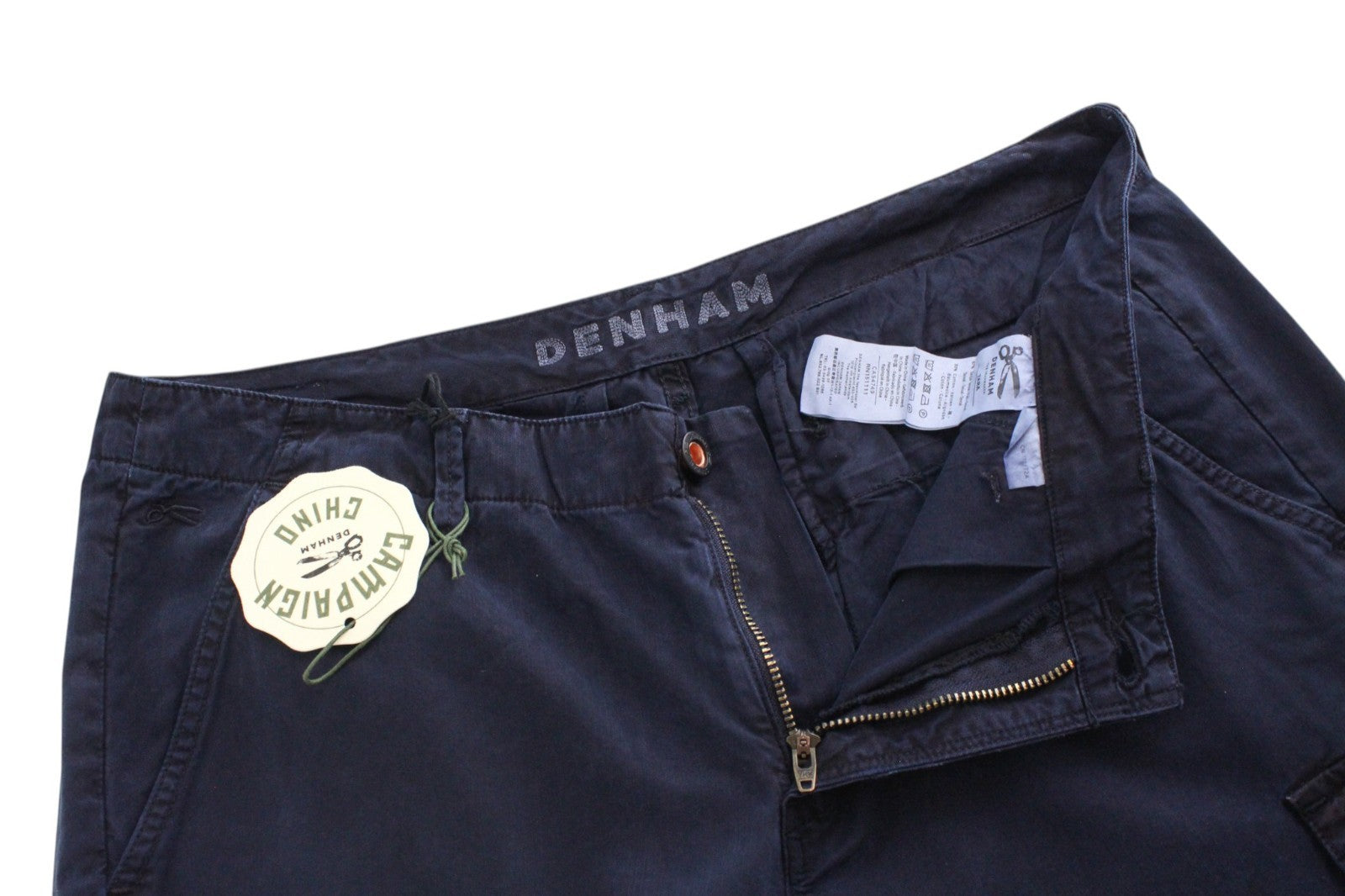DENHAM Tara Women Trousers W25/L28 Navy Cotton Blend Cargo Multi Pocket