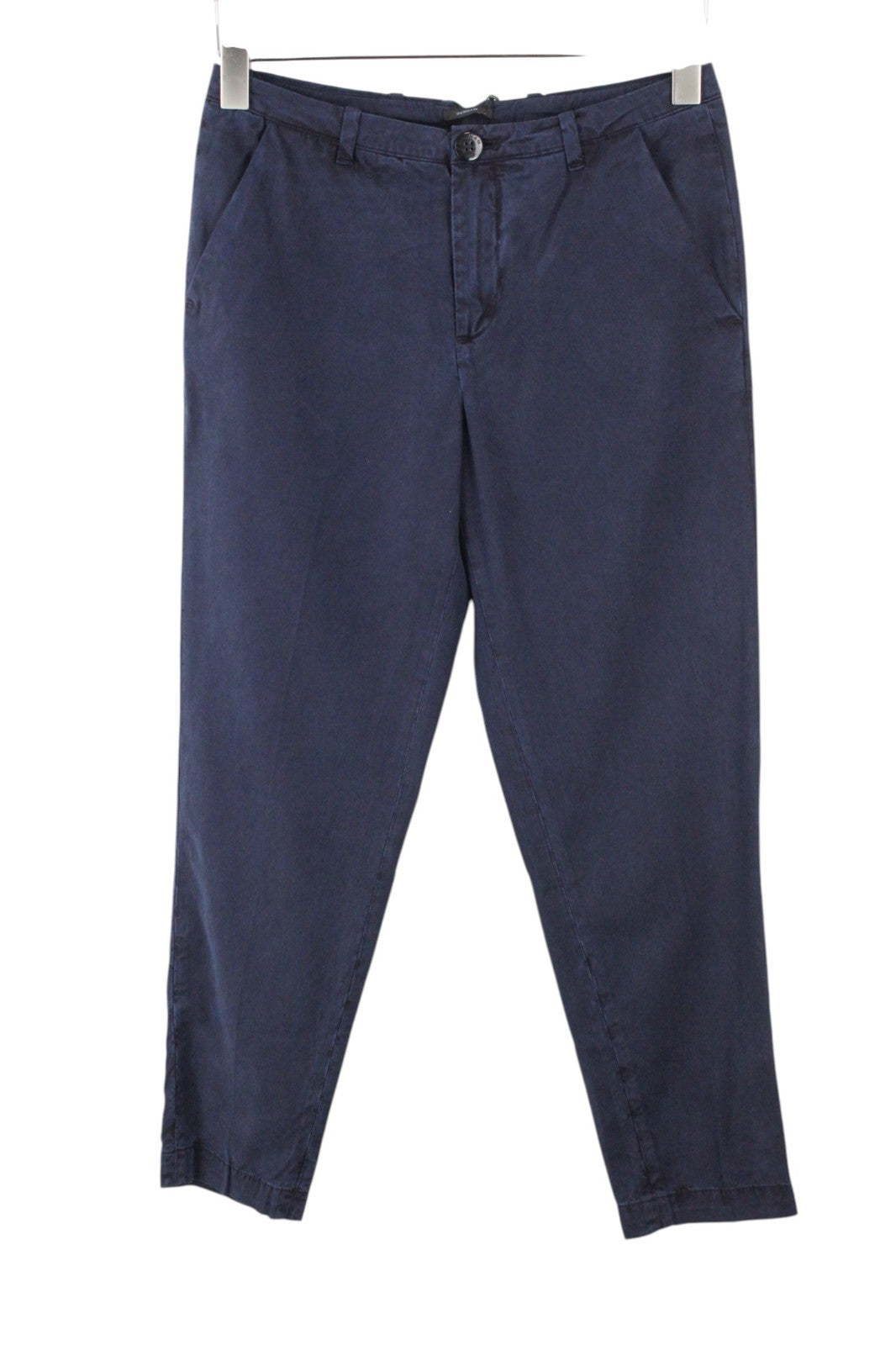 DENHAM Ocean Women Trousers XS Casual Pleated Front Navy Cotton Blend Chino