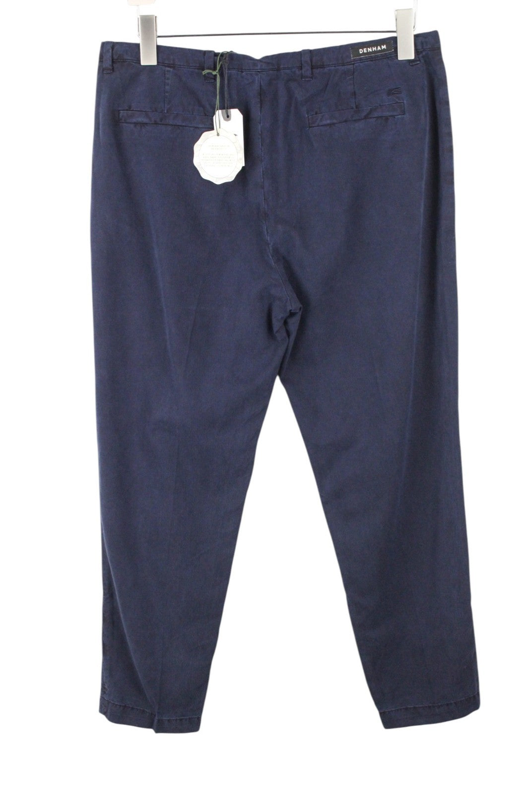 DENHAM Ocean Women Trousers S Casual Plain Pleated Navy Cotton Blend Chino