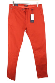 SCOTCH & SODA Mott Men Trousers W34/L34 Red Cotton Stretch Super Slim Flat Front