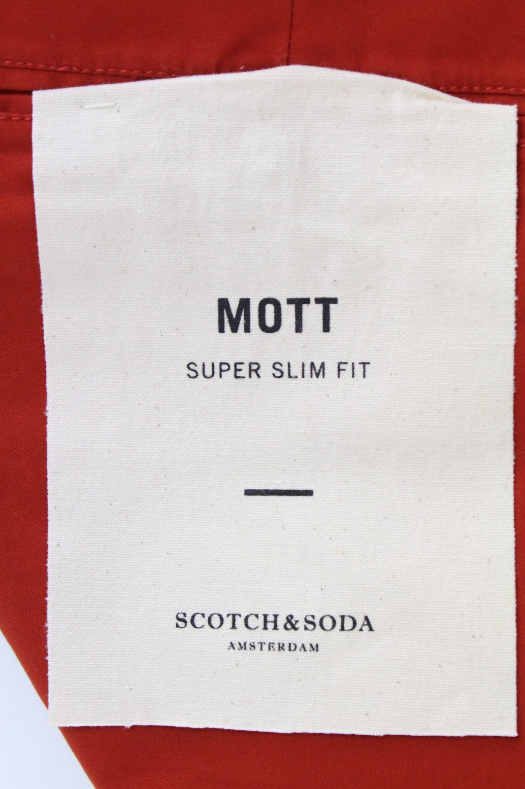 SCOTCH & SODA Mott Men Trousers W34/L34 Red Cotton Stretch Super Slim Flat Front