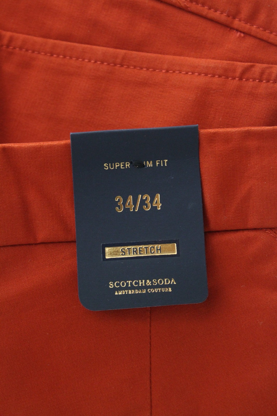 SCOTCH & SODA Mott Men Trousers W34/L34 Red Cotton Stretch Super Slim Flat Front