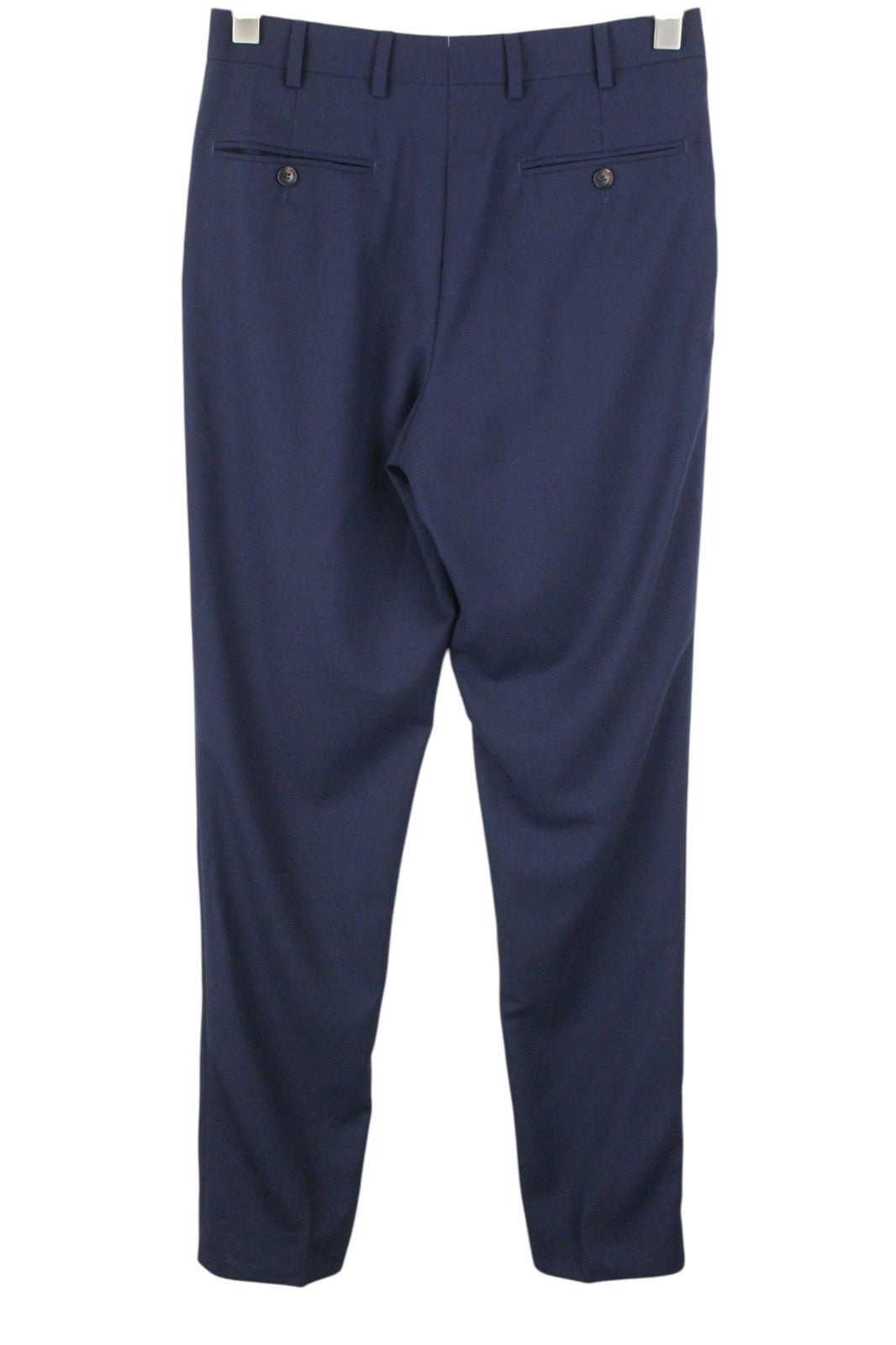 SUITSUPPLY Brescia Women Trousers UK28R Blue Pure Wool Pleated Lined Formal