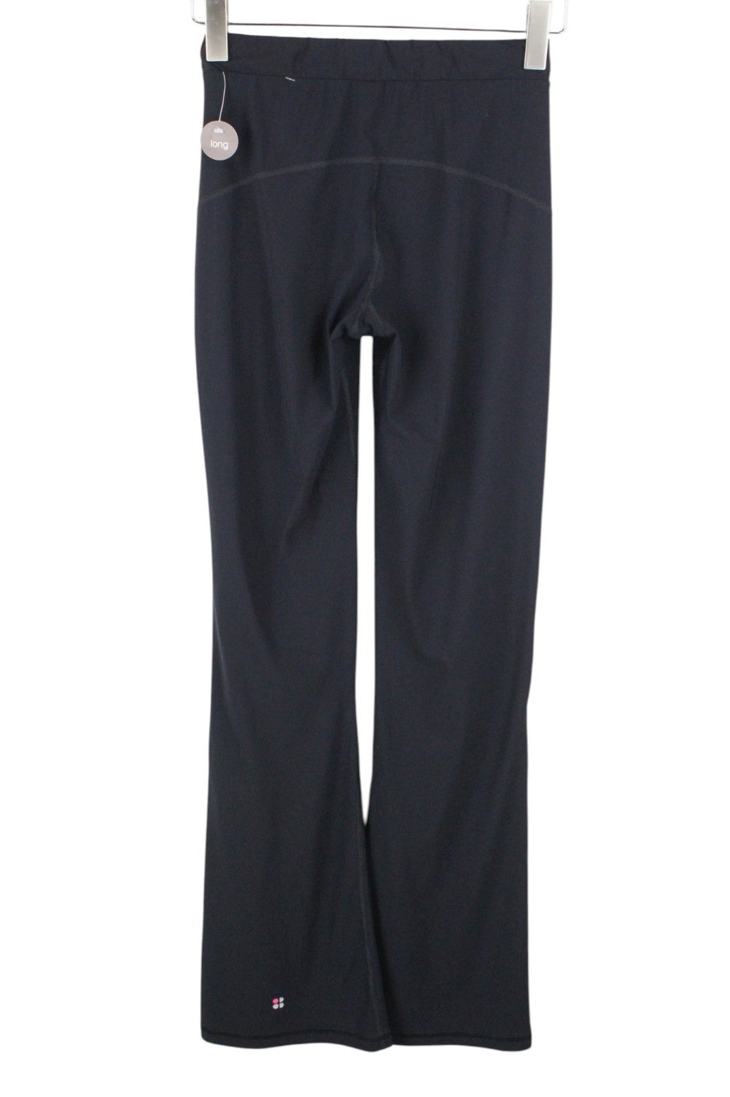 SWEATY BETTY Trim Gym Women Trousers XS Black Stretch Long Bootcut Flat Front