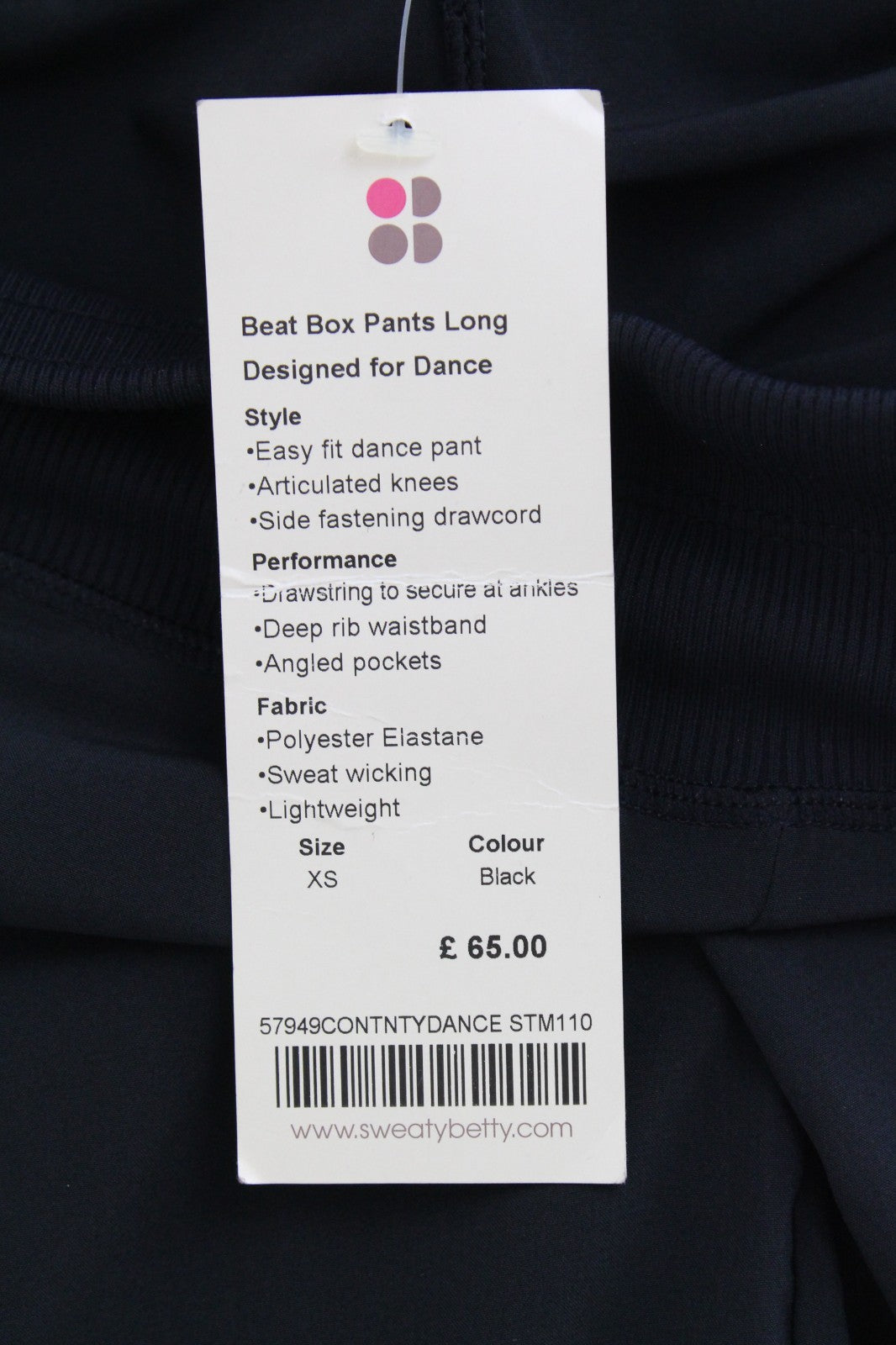 SWEATY BETTY Beat Box Women Trousers XS Black Stretch Dance Lightweight