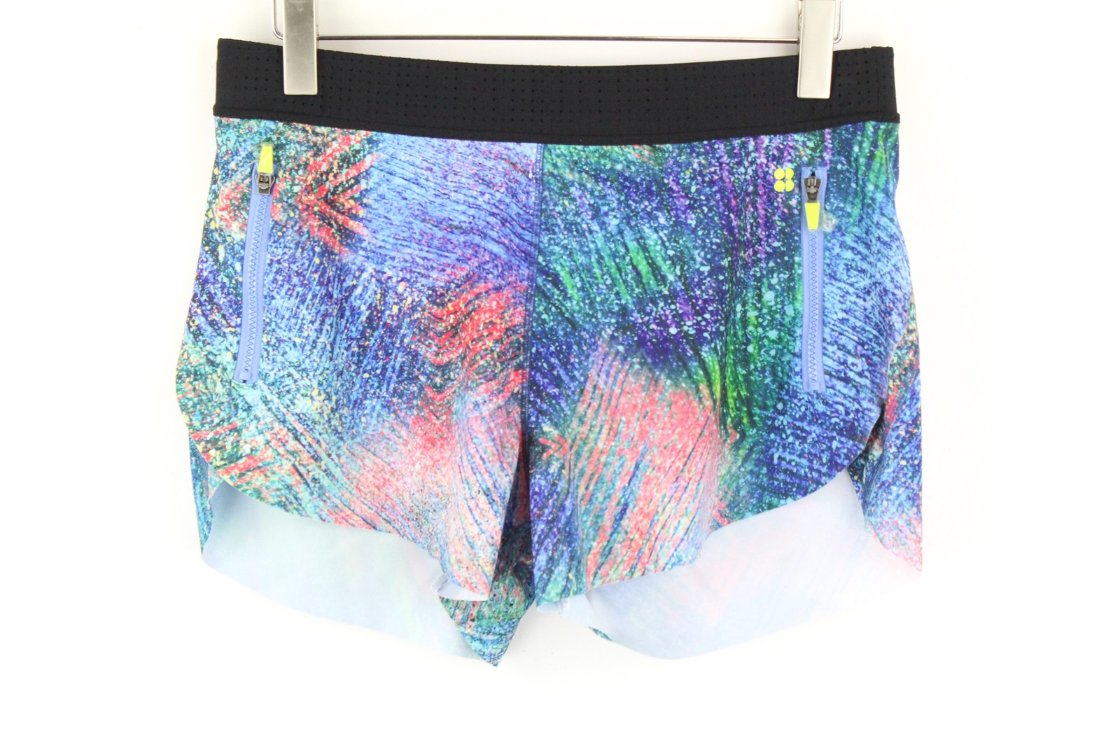 SWEATY BETTY Triple Jump Women Shorts L Blue Stretch Printed Sports Activewear